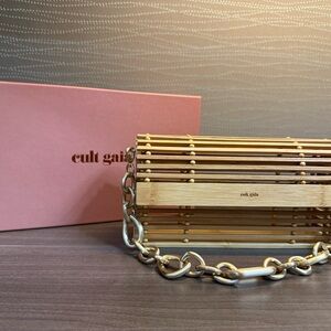 Cult Gaia Bamboo Clutch with Gold Chain